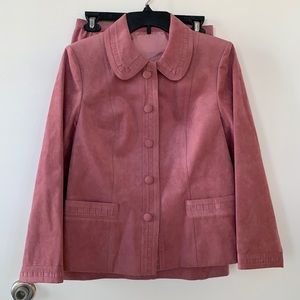 Pink Faux Suede No Label Skirt Suite